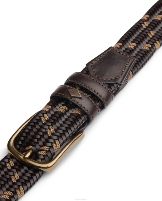 Cinturon Edmund Vaqueta Moka Elastic Braided Lottusse Collection Brown Accessories L4RH453