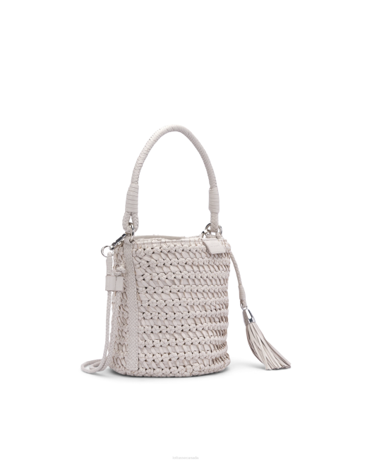 Noodbag Green Braided Washed Lamb Bucket Bag Lottusse Collection White Accessories L4RH426