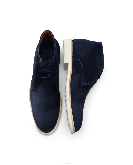 Venice Suede Calf Ankle Boots Lottusse Men Marine Blue Footwear L4RH90