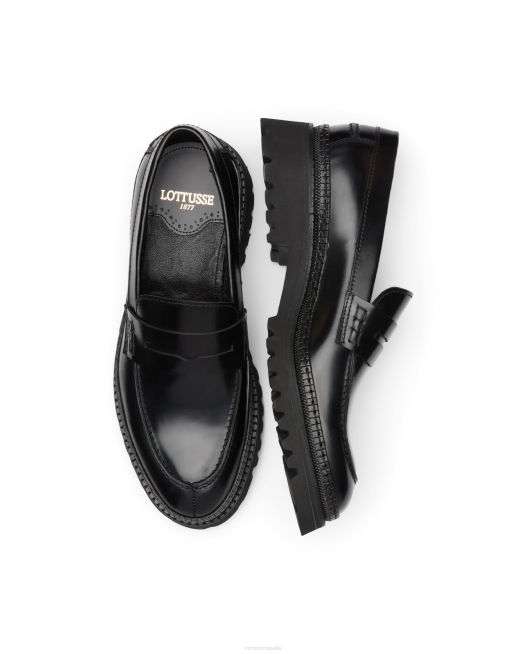 Covent Polished Binder Calf Boat Shoes Lottusse Men Black Footwear L4RH179