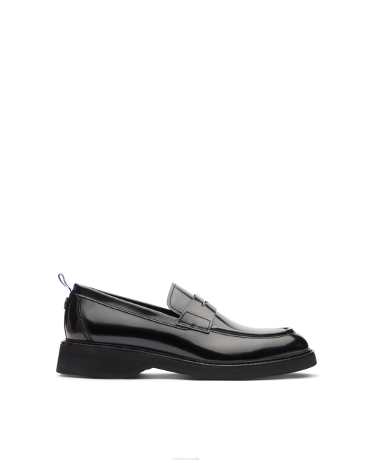 Luca Polished Binder Calf Boat Shoes Lottusse Men Black Footwear L4RH170