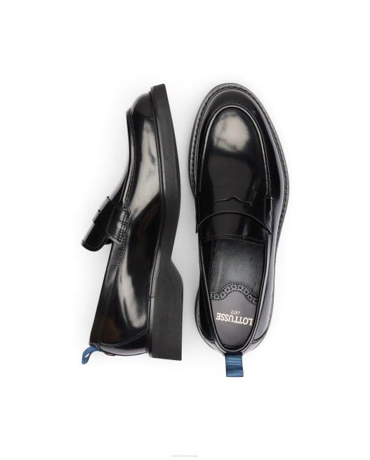 Luca Polished Binder Calf Boat Shoes Lottusse Men Black Footwear L4RH170
