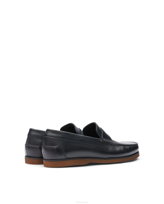 Ocean Wax Calf Boat Shoes Lottusse Men Marine Blue Footwear L4RH102