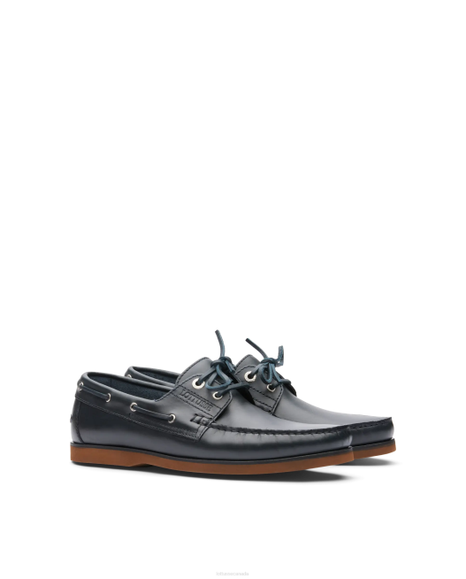 Ocean Wax Calf Boat Shoes Lottusse Men Marine Blue Footwear L4RH99