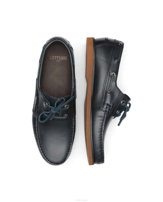 Ocean Wax Calf Boat Shoes Lottusse Men Marine Blue Footwear L4RH99