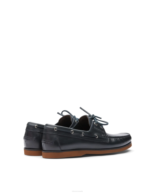 Ocean Wax Calf Boat Shoes Lottusse Men Marine Blue Footwear L4RH99