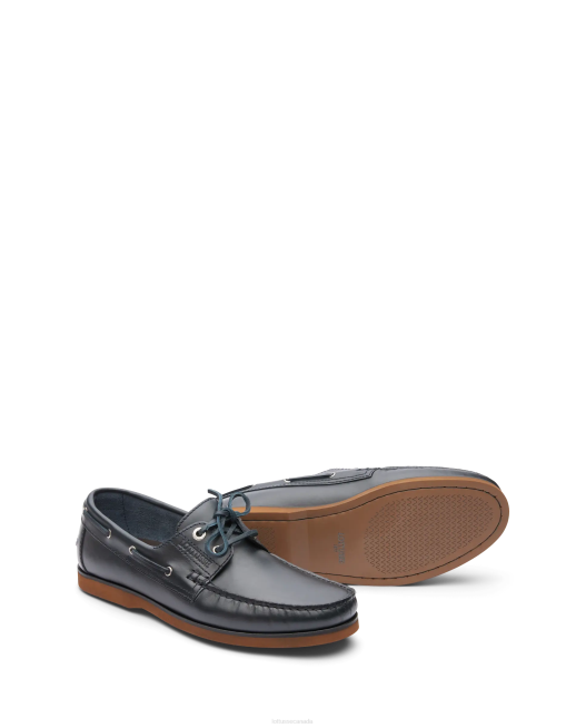 Ocean Wax Calf Boat Shoes Lottusse Men Marine Blue Footwear L4RH99