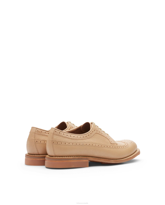 Walton Embossed Kangaroo Leather Derby Lottusse Men Beige Footwear L4RH67