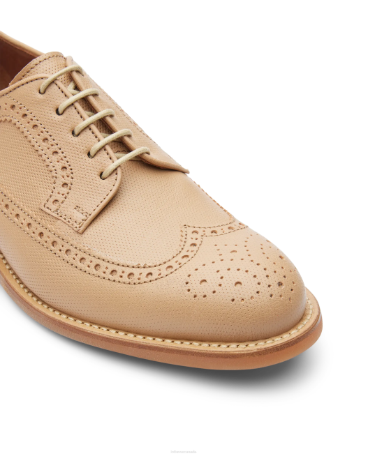 Walton Embossed Kangaroo Leather Derby Lottusse Men Beige Footwear L4RH67