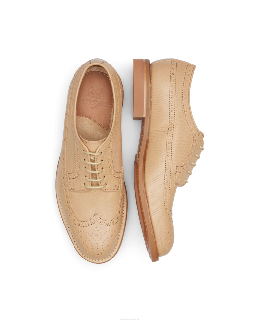 Walton Embossed Kangaroo Leather Derby Lottusse Men Beige Footwear L4RH67