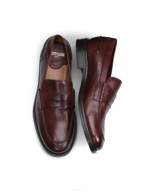 Orwell Burgundy Calfskin Loafers Lottusse Men Maroon Footwear L4RH168