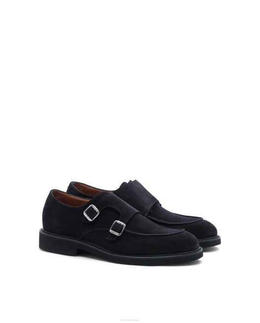 Baltimore Calf Suede Monk Shoes Lottusse Men Navy Footwear L4RH166