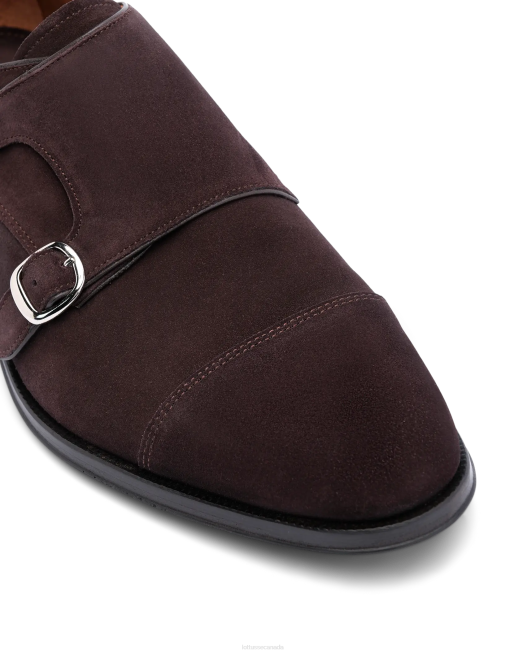Lenox Calf Suede Monk Shoes Lottusse Men Mocha Footwear L4RH136