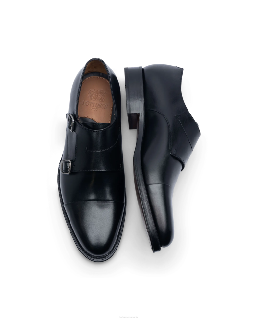 Premium Crust Anilin Calf Monks Lottusse Men Black Footwear L4RH47