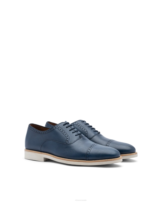 Venice Brush of Embossy Calf Oxford Lottusse Men Marine Blue Footwear L4RH80