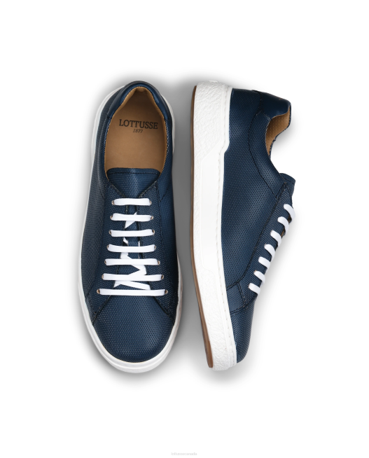 Torino Brush of Embossy Calf Sneakers Lottusse Men Marine Blue Footwear L4RH83