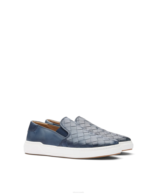 Torino Calf Mesh Leather Sneakers Lottusse Men Marine Blue Footwear L4RH118