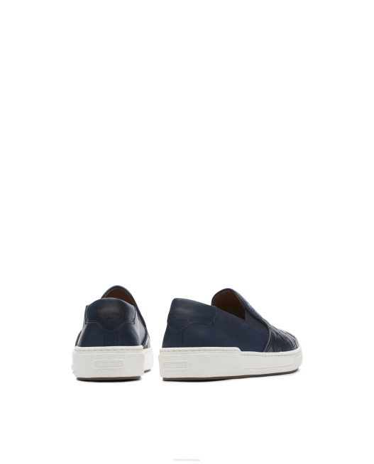 Torino Calf Mesh Leather Sneakers Lottusse Men Marine Blue Footwear L4RH118