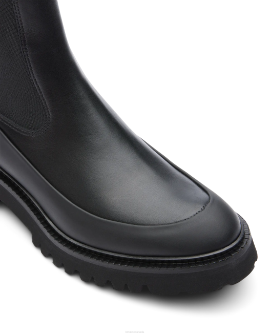 Covent Rubber Finish Calf Ankle Boots Lottusse Women Black Footwear L4RH405