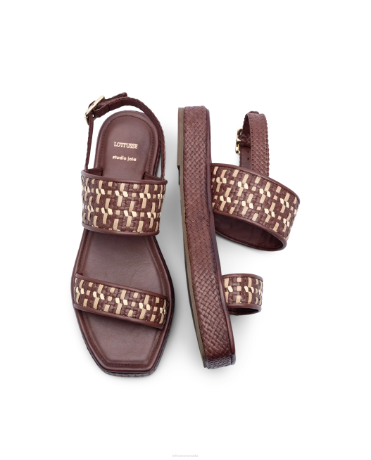 Special Braided Goat Sandals Lottusse Women Maroon Footwear L4RH322