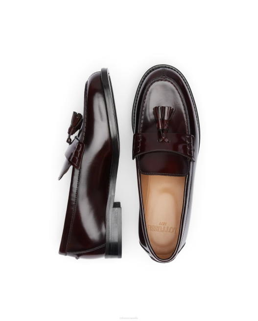 Chris Polished Binder Calf Loafers Lottusse Women Maroon Footwear L4RH394