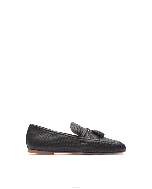 GOYA Woven Calf Leather Loafers Lottusse Women Black Footwear L4RH275