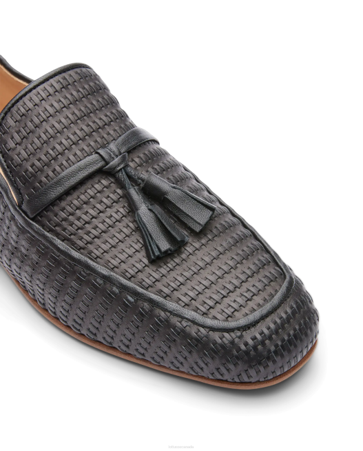 GOYA Woven Calf Leather Loafers Lottusse Women Black Footwear L4RH275