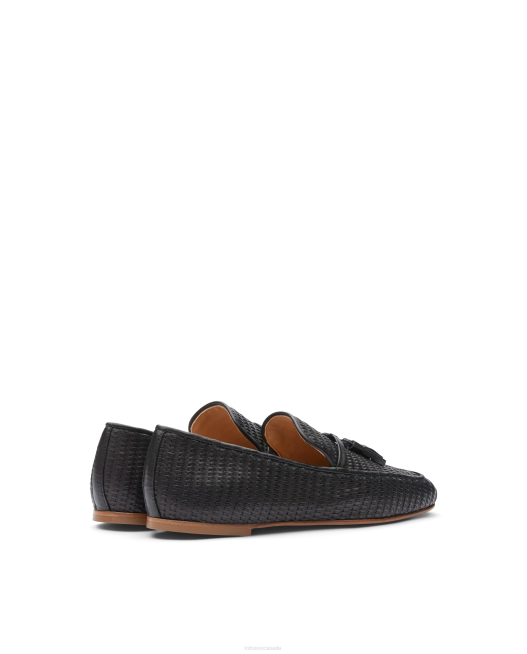 GOYA Woven Calf Leather Loafers Lottusse Women Black Footwear L4RH275