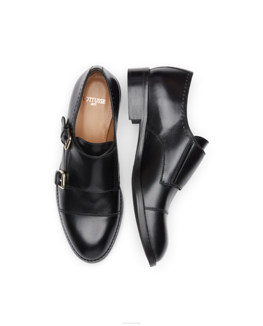 Claire Plain Calf Monks Lottusse Women Black Footwear L4RH398