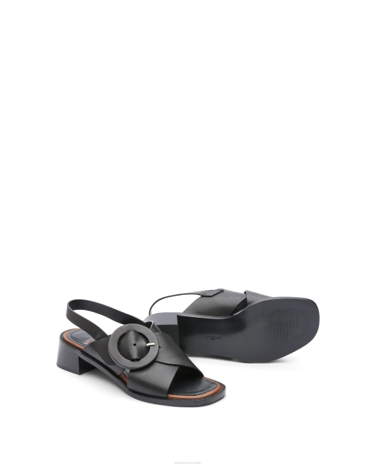 Etnic Calf Vaqueta Leather Sandals Lottusse Women Black Footwear L4RH246