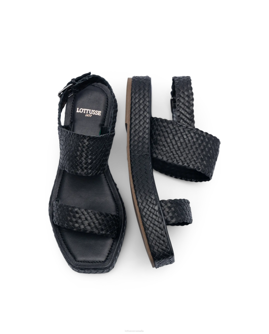 Steffy Lamb Soft Sandals Lottusse Women Black Footwear L4RH259