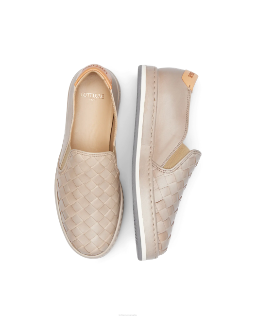 Libby Lamb Mesh Leather Sneakers Lottusse Women Off White Footwear L4RH308